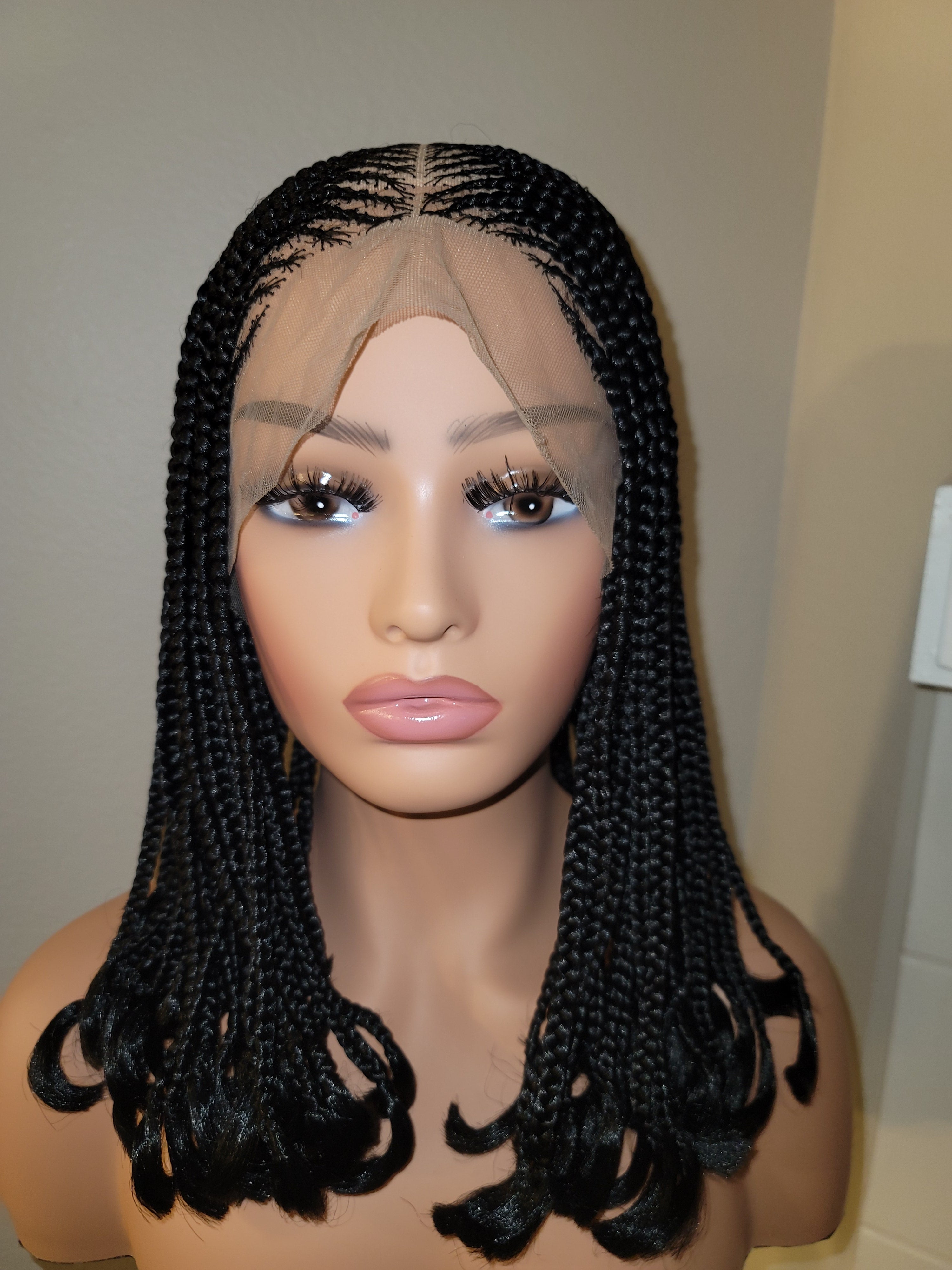 Short 2 Step Cornrow Ghana Weaving Bob Curls With Loose Ends