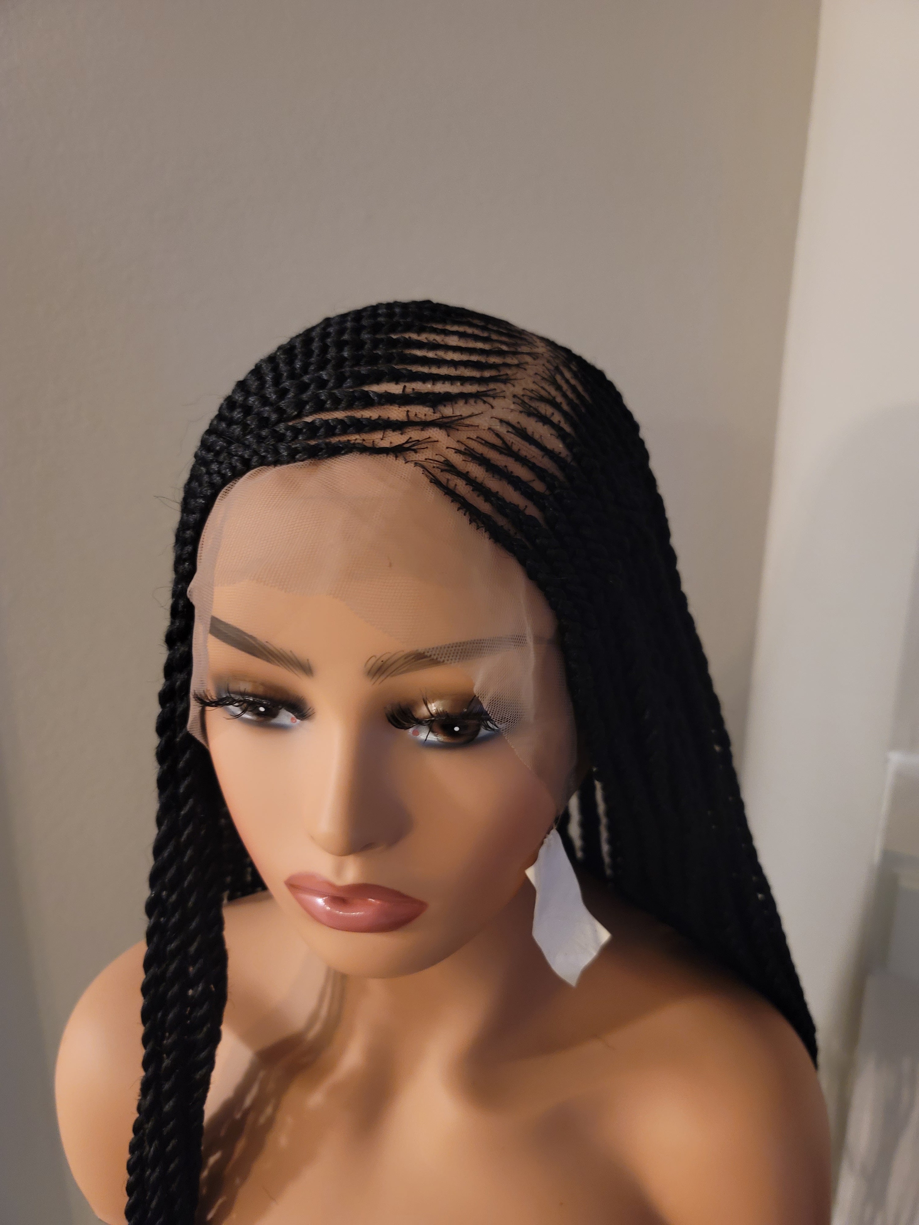 C Part Cornrow 2 Step Ghana Weaving Twist Braided Wig