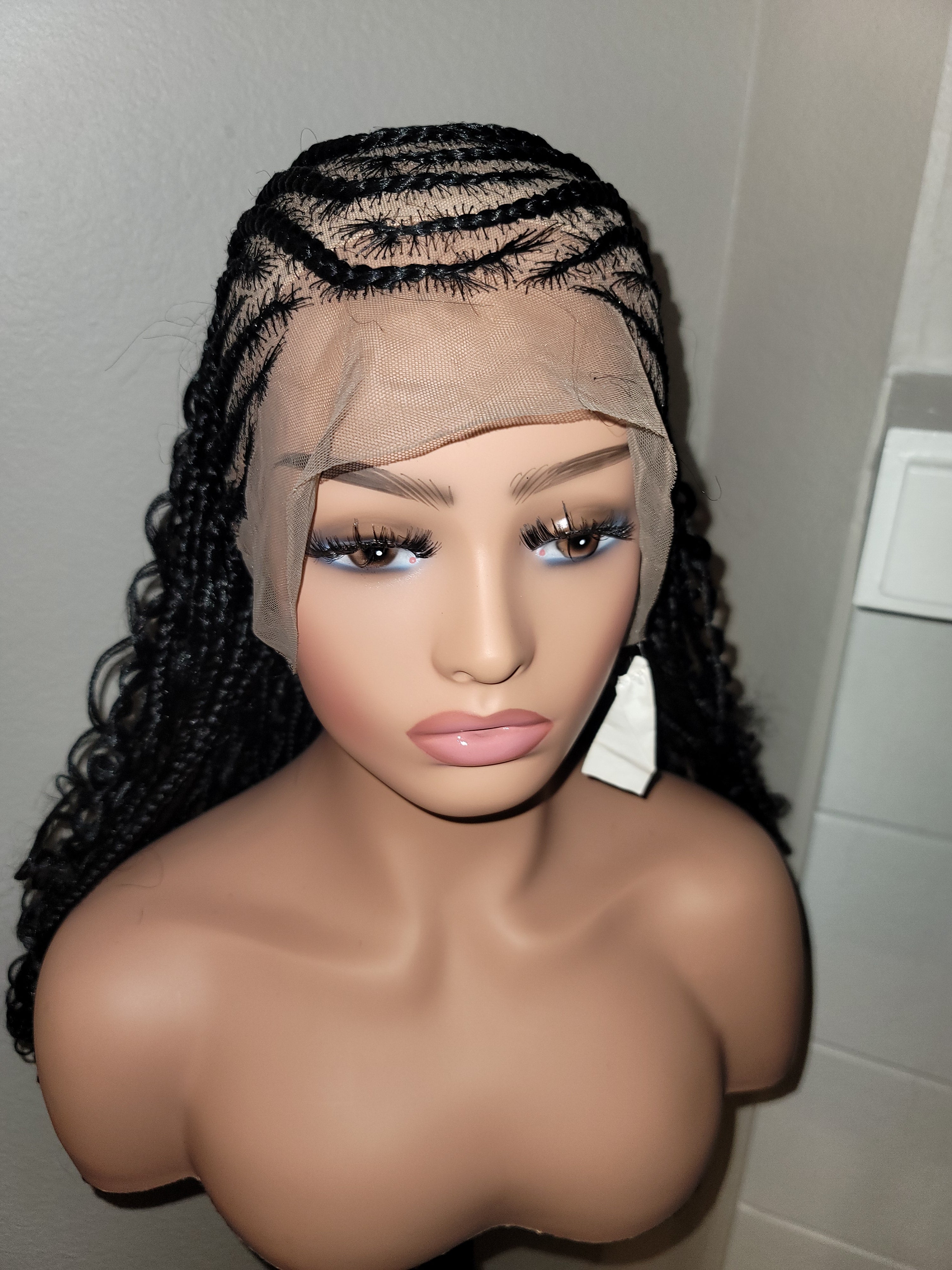 Cornrow Goddess Bohemian Knotless Box Braided Wigs With Deep Curls