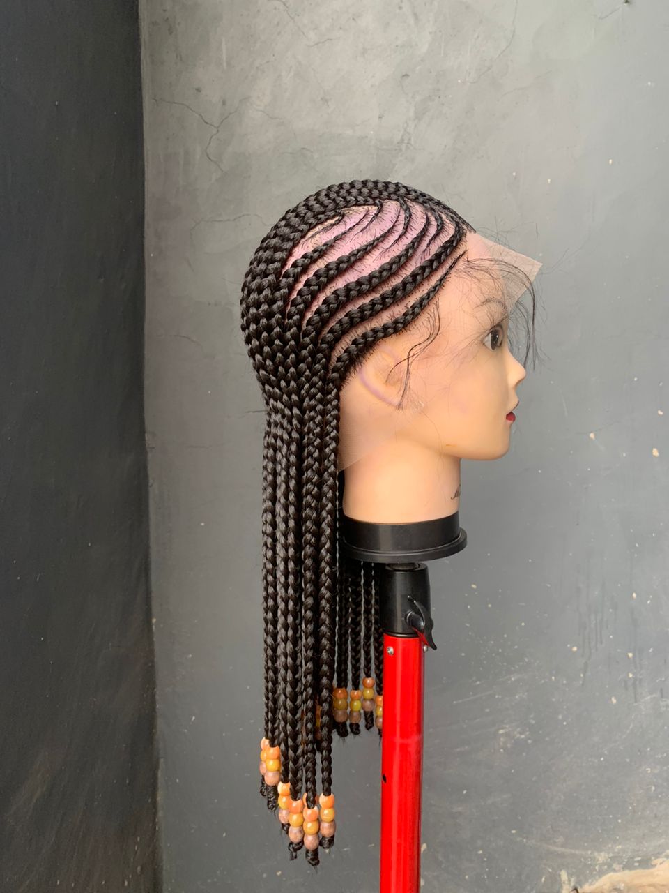 Short Fulani Ghana Weaving Braided Wig With Beads