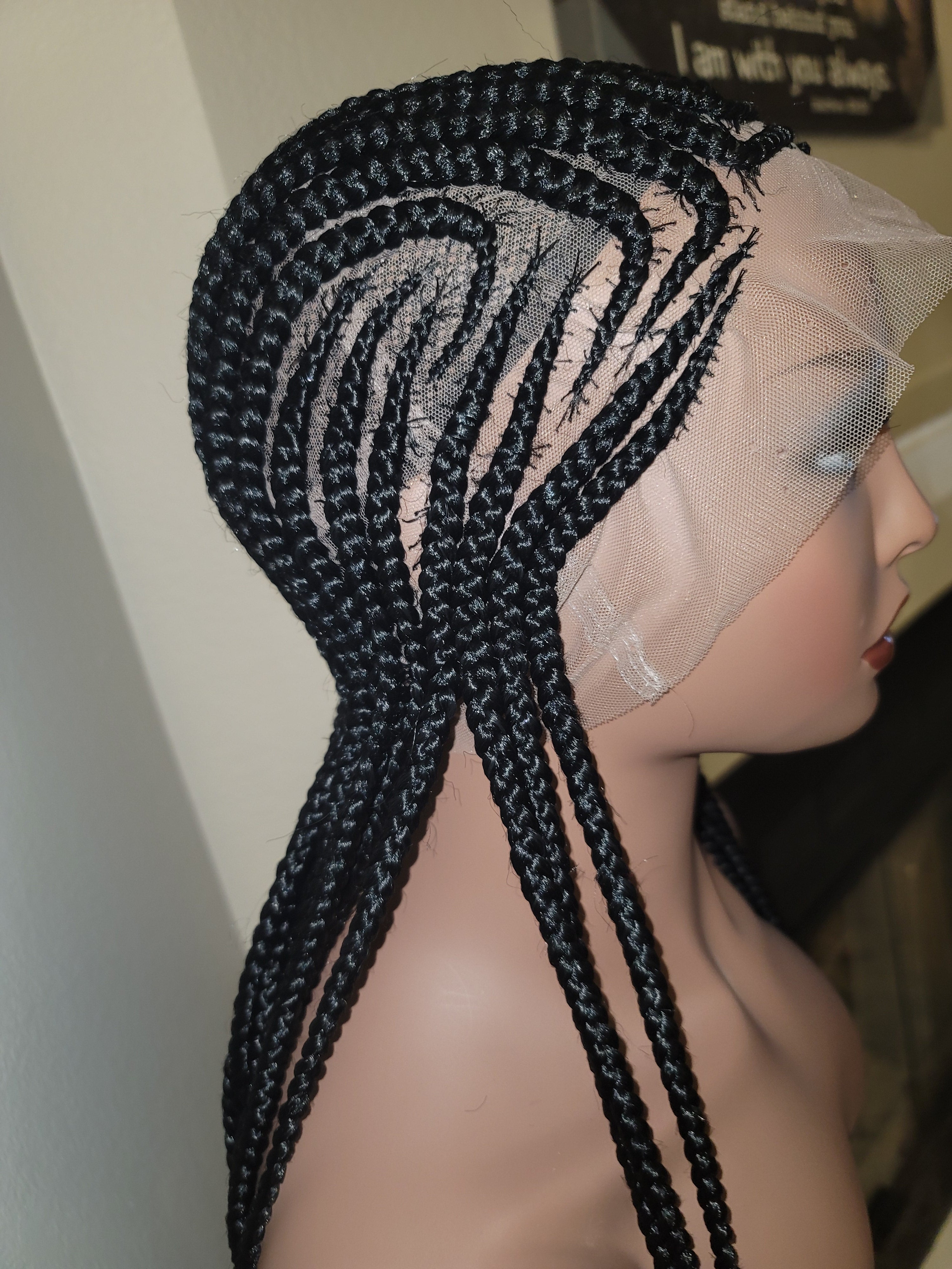 Long Cornrow Ghana Weaving Braided Wigs With Beads